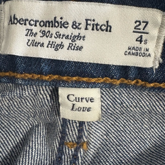 Abercrombie & Fitch 90’s Straight Ultra High Rise Curve Love Classic Blue Denim - Picture 6 of 10